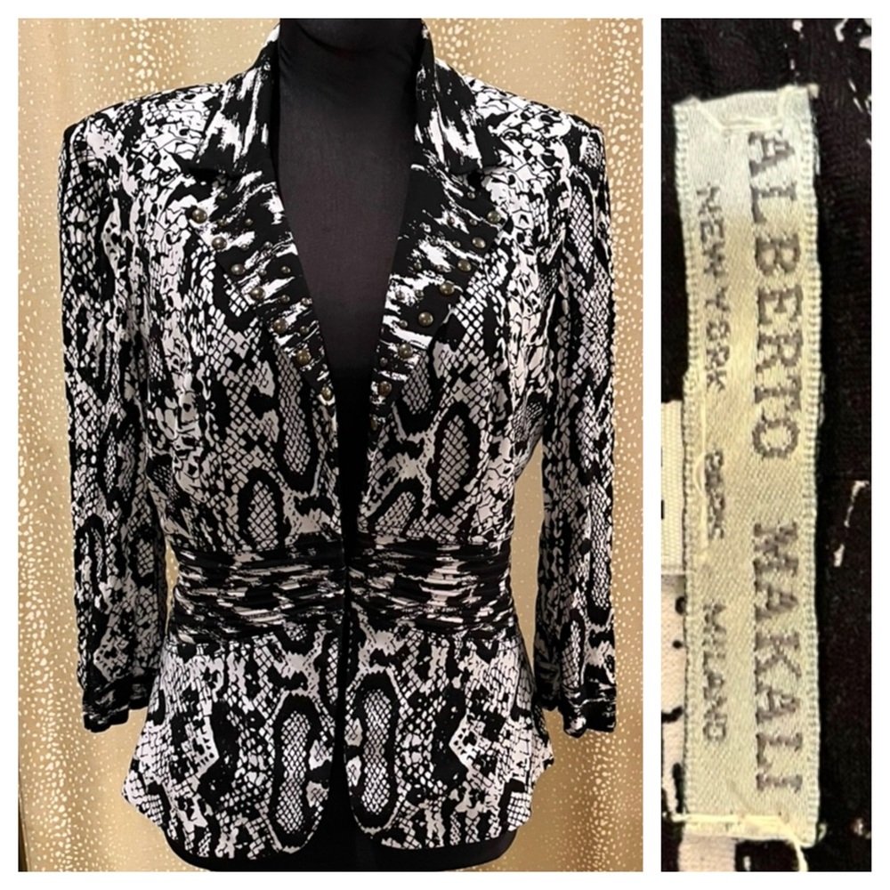 Alberto Makali Snake Print Studded Blazer/Jacket